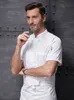 Ristorante Chef Camicia da uomo di alta qualità Cucina Uniforme da lavoro Maniche corte Giacca da cuoco Hotel Coffee Shop Cameriere Abbigliamento da lavoro d6UU #