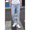 new Design Men Jeans Man paint Slim Fit Cott Ripped Denim pants Knee Hollow Out Jeans for Men Streetwear cargo pants y2k 62Dc#