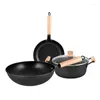 Cookware Sets Maifanshi Three Piece Set Of Frying Pan Soup Pot Activity Gift Pots Flat Bottomed Non Stick Iron