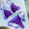 Nouveau bikini corde tressée sexy femmes deux pièces plage maillot de bain fendu