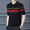 Herrenpullover Fashion City 2024 Frühlings-T-Shirt Seidensamt-T-Shirts Halbarm gepolstertes Revers Kurzes Kurzarm-Poloshirt