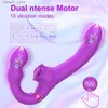 Autres articles de massage Lesbiennes sans bretelles double faux pénis vibrateur sex toy adulte femelle bandoulière télécommande femme masseur vaginal point G Q240329