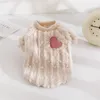 Vêtements de chien dentelle coeur vêtements d'hiver pour animaux de compagnie pour petits chiens à manches courtes en plein air polaire chaton salopette sweat-shirt respirant vêtements de chiot