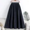 التنانير Ohryiyie Midi Length Denim Skirt Women Fashion Corean Corean High High Weist Casual A-line female School School