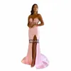 Merma de la sirena rosa al por mayor LG 2021 Nuevo baile de graduación Dres Sweetheart Slit FRS Satin Formal Gowns for Wedding Party x0LC#