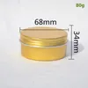 80 g/2.7 oz Round Portable Refilleerbare gouden aluminium potpot cosmetische lotion fles lege crème container tin