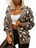 2023 Women's Loose LG Cardigan LG Sleeve V Neck Street Hipster Style Tryckt mönster Sticked Cardigan tröja A3KZ#