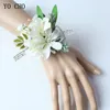 yo CHO Bianco Sposa Polso della mano Fr Bouquet da sposa Fatto a mano in seta Flores Boutniere Corpetti Pin per damigelle d'onore Decor Frs A191 #