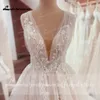 Elegant V-hals Wedding Dres Lace Appliques Sleevel Backl Boho Bröllopsklänningar plus storlek Brud Dr Robe de Mariee N9se#