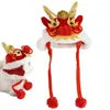 Abbigliamento per cani Cappello per animali domestici in cartone animato Berretto per decorazioni per draghi da 2024 anni Costume con cappuccio avvolgente caldo Feste per animali domestici