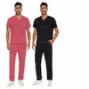 Unisex Scrubs Medische Uniformen Tandartskliniek Dierenwinkel Laboratoriumkleding Tweedelige set Mannen Vrouwen Ademend Verplegingsaccessoires 16BW #