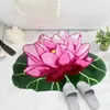 Mattor Peony Lotus Flower Carpet Bedroom Decoration Rug Anti-Slip Bath Mat Floral Flocking Absorberande Badrum Dörrat Bedside Area Rugs