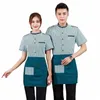 Hotel Ober Uniform Korte Mouw Restaurant Waitr Uniform + Apr Set Vrouwen Cafe Winkel Werkkleding Mannen Thee Chef Uniform 90 z9eH #