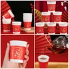 Disposable Cups Straws 50 Pcs Chinese Style Year Of The Dragon Wedding Tea Red Party Paper Cup Water Office Glasses Bathroom Or