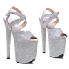 Dance Shoes Fashion 20CM/8inches PVC Upper Plating Platform Sexy High Heels Sandals Pole 142