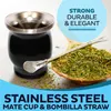 Conjuntos de teaware 1/2pcs aço inoxidável yerba mate gourd bombillas definido isolamento térmico xícara de chá copo fácil limpo anti -copos de água escaldante