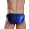 MANS SWIMMING BROSTS Låg midja Badkläder Drop With Pushup Pad Sexiga Shorts Trunks Boxers Summer Mens Swim Lightning Print 240326