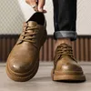 Повседневная обувь, весна-осень 2024, мужская кожаная мужская обувь на шнуровке, уличная нескользящая мужская деловая обувь, большие размеры