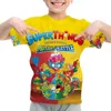 SuperThings MUTANT BATTLE T-shirt pour enfants, imprimé de dessin animé, pour garçons et filles, hauts d'été, Superzings Oneck, manches courtes pour enfants, 240318