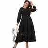 new Sexy Lace Lg Sleeve Luxury Clothes For Women O-neck Black Plus Size Evening Dr Viscose Party Autumn Maxi Vintage Dr w4WA#