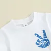 Ensembles de vêtements Toddler Baby Boy Girl 4 juillet à manches courtes Signe de paix American Peace Sign T-shirt Top Shorts 2pcs