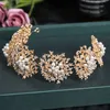 Retro Luxury Bridal Hairband Baroque Pearl Crystals Cristand Band Femme Tiaras and Crowns Prom Girl Wedding Hairheadd aciés N83F #