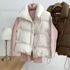 płaszcz zimowy dla kobiet kamizelki stojak płaszcz z rękawem obroża zagęszcza ciepło kamizelka kamizelka koreańska fiosowa kurtka nowa W4B2#