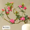 Dekorativa blommor Simulering Azalea False Silk Flower Branches Modellering Hemdekoration Kinesiska Zen Ceramic Vases Placerad blommig konst