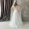 TopQueen Elegante Champagne Veil vonken Pearl Crystal Edge Bridal Veil 100%handgemaakte trouwfeestjes