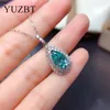 Pendants YUZBT 18K White Gold Plated 3 Ct Brilliant Cut Diamond Past Green Water Drop Moissanite Pendant Necklace Wedding Jewelry