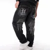 Mens Skateboard Hip Hop Jeans Casual Street Dance Straight Y2K Loose Fit Jeans Denim Pants Big Pocket Brodery Plus Size Homme R5TQ#