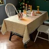 Table Cloth Christmas Red Gold Elk Tablecloth Bronzing Tassel Cotton Linen Cover Home Party Holiday El Decor Clot