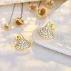 Designer Bulgarie jóias New Baojia Premium Full Diamond Saia Brincos Banhados com Proteção de Cor S925 Sterling Silver Needle Fan Brincos