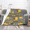 Couvertures de camions de construction sur couverture grise, pelle en velours, multifonction, toutes saisons, pour bureau, couette fine en peluche