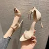 Sandalias de verano con estilo, zapatillas, sandalias, zapatos de tacón para mujer, estilo romano de hadas, punta redonda, tacones altos franceses, chanclas Fenty Slides 240228