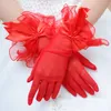 Gelin Eldivenleri Dantel Yay Knot Parmaklar Kısa Beyaz Eldiven Düğün Dr Accories Fotoğraf Props Lady Party Glove J4tn#