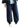 Pantaloni da uomo 2024 Estate Autunno Uomo Lungo Stile giapponese Cotone Lino Allentato Gamba larga Coulisse sul fondo Pantaloni Plus Size M-7XL