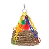 Other Bird Supplies Swing Woven Grass Hammock With Colorful Chain For Parrots Parakeets