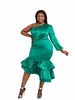 Aomei Plus Size Green Dres Women Party Shiny Elegant Bodyc Mermaid Gowns One Shoulder Oregelbundet Satin Outfit Evening Party i55b#