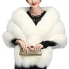 womens Luxurious Winter Faux Fur Scarf Collar Shrug Sexy V-Neck Shawl Wrap Stole Bridal Cloak Cape Cover Up for Wedding z7VX#