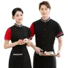 Macacão de garçom verão manga curta panela quente loja café garçom uniformes restaurante serviço de comida cozinhar roupas casa de chá blusa c6x2 #