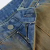 Kvinnors jeans tvättade nödställda retro -gradienthål 2024 Autumn Splashed Ink High midjan Straight Leg Casual Denim Pants Streetwear