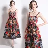 Vestidos casuais wtianyuw 2024 moda pista vestido de verão feminino espaguete cinta lindo floral impressão vestidos longos