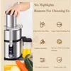 Rostfritt stål kommersiell fruktgrönsaksjuicer 220V Electric Juicer 1250W Liten Round Head Juicer