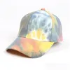 Bola Caps Nova Moda 7 Cores Tie Dye Candy Color Boné de Beisebol Homens Mulheres Messy Bun Hat Snapback Chapéus Casuais Drop Delivery Acessórios Dhorb