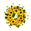 Decorative Flowers Sunflower Wreath Farmhouse Sign For Front Door Hanging Wooden Home Decorations Wall