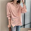 Kvinnors blusar skjortor lite färsk långärmad skjorta för kvinnor vår 2024 Hong Kong -stil utländsk droppleveranskläder