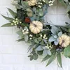 Dekoratif Çiçekler Cadılar Bayramı Sonbahar Çelenk Yeşil Yapraklar ile Kabak Kapısı Asma Noel Festivali Şükran Günü Tatil Partisi Ev
