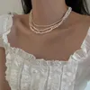 Minar Multiple French Natural Freshwater Pearl Necklace for Women Elegant Irregular Pearls Chokers Necklaces Wedding Jewelry 240322