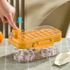 Baking Moulds Ice Tray Pressed Storage Box Freezer Square Ice-Cube Mold With Lid Home Maker And Scoop(Orange)